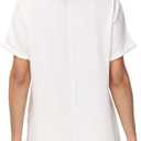 Soojun Women's Cotton Linen Round Collar Boxy Top Patchwork Blouses (White, M)