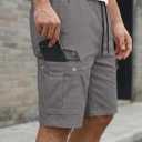 JMIERR Mens Casual Twill Cargo Shorts Cotton Drawstring Classic Cargo Chino Stretch Short with 6 Pockets for Men, US38 (XL), A Gray