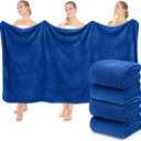 SmoothNovelty 4 Pack Bath Sheets 40 x 80 Inch Oversized Jumbo Extra Large Towels Quick Dry Coral Fleece Absorbent Soft Lightweight XL Shower Towels for Home Gym Travel Beach Spa Pool Hotel (Navy Blue)