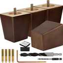 Premium Walnut Square Furniture Legs (Full Install Kit) - Pick Your Size and Color (3 Inches, Brown)