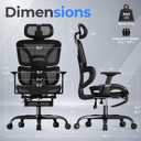 HLDIRECT Ergonomic Mesh Office Chair with Footrest, Lumbar Support(Black), 28.3*28.3*48.8in