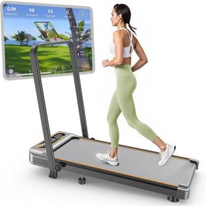 Foldable Treadmill with 10% Incline, 3.5HP Low Noise Walking Pad Treadmill with Handle Bar, Rayspace 4 in 1 Portable Under Desk Treadmills for Home/Office, 350 Lbs Capacity, APP & Remote Control (silver)