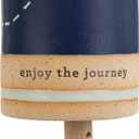 DEMDACO Inspired Enjoy The Journey Blue and Tan 7 x 3 Inch Stoneware Wind Chime, Everyday Indoor Outdoor Garden Decor