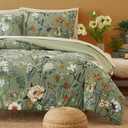CASAAGUSTO Oversize King Size Comforter Set - 7 Pieces Green Floral Bedding Sets, Oversize King Bed in a Bag with Botanical Butterfly Comforter, Sheets, Pillowcases & Shams for All Seasons