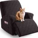 TAOCOCO Recliner Cover 3 Pieces Recliner Chair Covers, Stretch Jacquard Reclining Chair Cover, Furniture Protector Sofa Slipcovers Couch Covers with Elastic Bottom for Kids, Pets (Chocolate) (1 Seater)