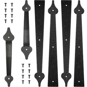 Skysen Steel Garage Door Decorative Hinges Handles Accents Hardware kit Screw Mount,Black(tckls)