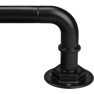 Curtain Rods for Windows 16 to 88 Inches Adjustable Blackout Wrap Around 1 Inch Diameter Curtain Rod, Black
