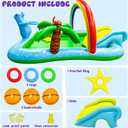 Inflatable Play Center Pool with Water Slide, 90.6 X 77.6in Rainbow Sprinkler Arch & Seal Design Kiddie Pool for Kid's Summer Backyard Splash Toy with Slide, Sprinkler & Play Area