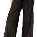 Hixiaohe Women's Casual Wide Leg Sweatpants High Waist Baggy Acid Wash Pants Drawstring Athletic Palazzo Pants with Pockets (Black)