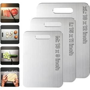 Titanium Cutting Board Set of 3, 2025 New Upgrade 100% Pure Titanium Cutting Boards for Kitchen, Hygiene & Durability Non Stick Chopping Board, 3Pcs Chopping Cutting Boards (M+L+XL)