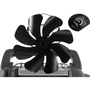 VODA Wood Stove Fan 8 Blades Heat Powered Activated Thermal Fans (Bracket Included), Non Electric Fireplace Fan Thermo Fan for Wood Burning Stoves/Heaters (Large)