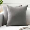 Encasa XO Throw Pillow Covers 16x16 in Set of 2 Grey | No Inserts | Cotton Pillow Covers for Living Room, Bed, Sofa, Couch | Decorative Cushion Covers with Improved Zippers