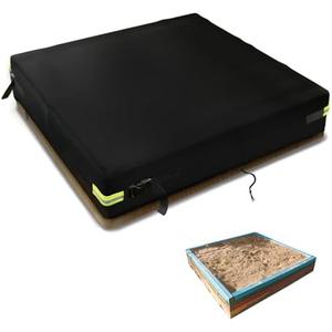 4x4 Feet Square Sandbox Cover Waterproof 600D Oxford Cloth PVC Coating Rainproof Anti UV Heavy Duty,for Kids Outdoor Protect Sandbox Sand and Toys,Cover Only (Black, 47.2" x 47.2" x 7.9")