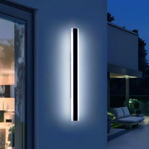 57inch Modern Long Outdoor Wall Lights, 3000K-6000K Dimmable Linear Wall Sconce, IP65 Waterproof, Black Exterior Lighting Fixture for House, Patio, Garden, Yard, House with Remote Control