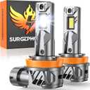 H11/H9/H8 Fog Light Bulb, 60000LM Super Brighter, 1:1 Mini Size,6500K Cool White H11 Off Road Light or Fog Light Bulbs Pack of 2
