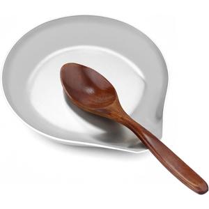 Stainless Steel Spoon Rest, Spatula Ladle Holder, Stainless Steel Utensil Spoon Rest Holder, Brushed Finish, Dishwasher Safe 5.9 x 5.1 Inch (Round Silver 1PC)