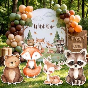 Honoson 4 Pcs Large 24" x 32" Woodland Animals Cardboard Cutouts, Cartoon Woodland Animals Yard Signs Decoration for Baby Shower Birthday Party Supplies Spring Themed Lawn Classroom Yard Decor, 21.65 x 29.53 inches