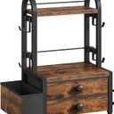 HOOBRO Coffee Mug Tree, 2 Tier Mug Organizer, Coffee Mug Cup Holder with Drawer for 40K-Cup Pods, Mug Display Stand with 8 Hooks, Countertop Holder Rack for Kitchens, Black and Rustic Brown BF04CR01