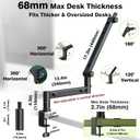 Low Profile Boom Arm (Design for Heavy Mic) 6.6lbs Load Capacity, Stable Gear Lock Structure Never Sags, Metal Microphone Stand Desk Mount for Shure SM7B MV7+, Blue Yeti,Rode PodMic