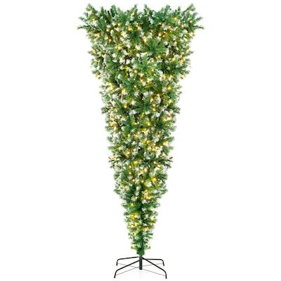 7.5-ft Pre-lit Slim Upside-down Artificial Christmas Tree with White LED Lights