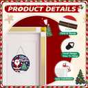 Novabright 2025 6 Pcs Christmas Door Decorations 2 Pcs Wooden Xmas Hanging Sign & 4 Pack Xmas Door Topper Frame Santa Claus Merry Christmas Sign Deer and Penguins Cabinet Corner Decor