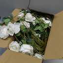 Hananona Artificial Roses in Bulk, Fake Velvet Silk Roses Realistic Rose for Wedding Centerpieces Flower Arrangement Home Decor (50, White)