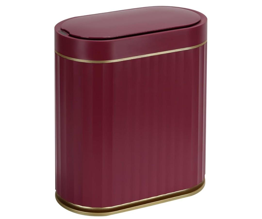 ELPHECO Bathroom Motion Sensor Trash can 2 Gallon Automatic Garbage Can, Slim Plastic Smart Trash Can with Lid, Commercial Intelligent Trash Bin for Bedroom, Bathroom, Office, Burgundy