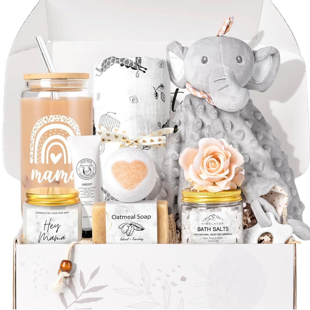 New Mom Gifts for Women After Birth, Baby Shower Gifts for Mom to Be, Pregnancy Gifts for Expecting Mom, First Time Mothers Day Gift for New Mom, Pregnancy Gifts for Women and Baby (Elephant White)