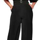 HWP Dressy Jumpsuits for Women Elegant One Piece Jumpsuits V-Neck Ruffle Short Sleeve Wide Leg Ladies Jumpsuit Rompers L