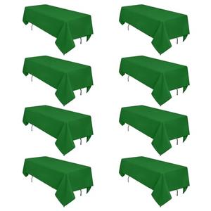 Heneger 8 Pack Green Table Cloth 60 x 102 Inch Rectangular Tablecloths for 6 Foot Rectangle Tables, Wrinkle Resistant Washable Polyester Fabric for Buffet Wedding Party Banquet