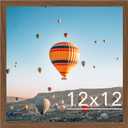 12x12 inch Picture Frame, Horizontal and Vertical Formats for Wall Hanging, 12 x 12 Square Wall Gallery Poster Photo Frame with Shatter Resistant Plexiglass, Brown