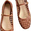 Molozoey Woven Mesh Ballet Flats for Women with Metal Buckle Strap Ballerina Flat Shoes Comfortable Round Toe Mary Jane Flat.