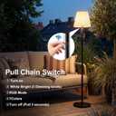 Outdoor Floor Lamp Solar/USB Charging Waterproof Cordless Rechargeable Patio Lamp with Light Sensor, Dimmable Warm White+RGB LED Ambient Light for Yard Garden