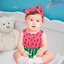 UNICOMIDEA 0-24 Months Baby Floral Romper Infant Playsuits Headband Jumpsuit Toddlers Outfits (A10-pink Green)