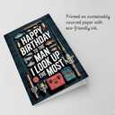 Happy Birthday To The Man I Look Up The Most Fishing Lover Birthday Card For Dad Grandpa Husband - Size 6.3"x4.7" Blank Inside with Kraft Envelope