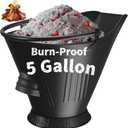 AMAGABELI GARDEN & HOME XXL 5-Gallon Ash Bucket for Fireplace Metal Coal Bucket Wood Stove Charcoal Bucket Hot Ashes Can Pail Fireside for Fire Pit Firewood Burning Indoor Outdoor Grill Hearth Tools