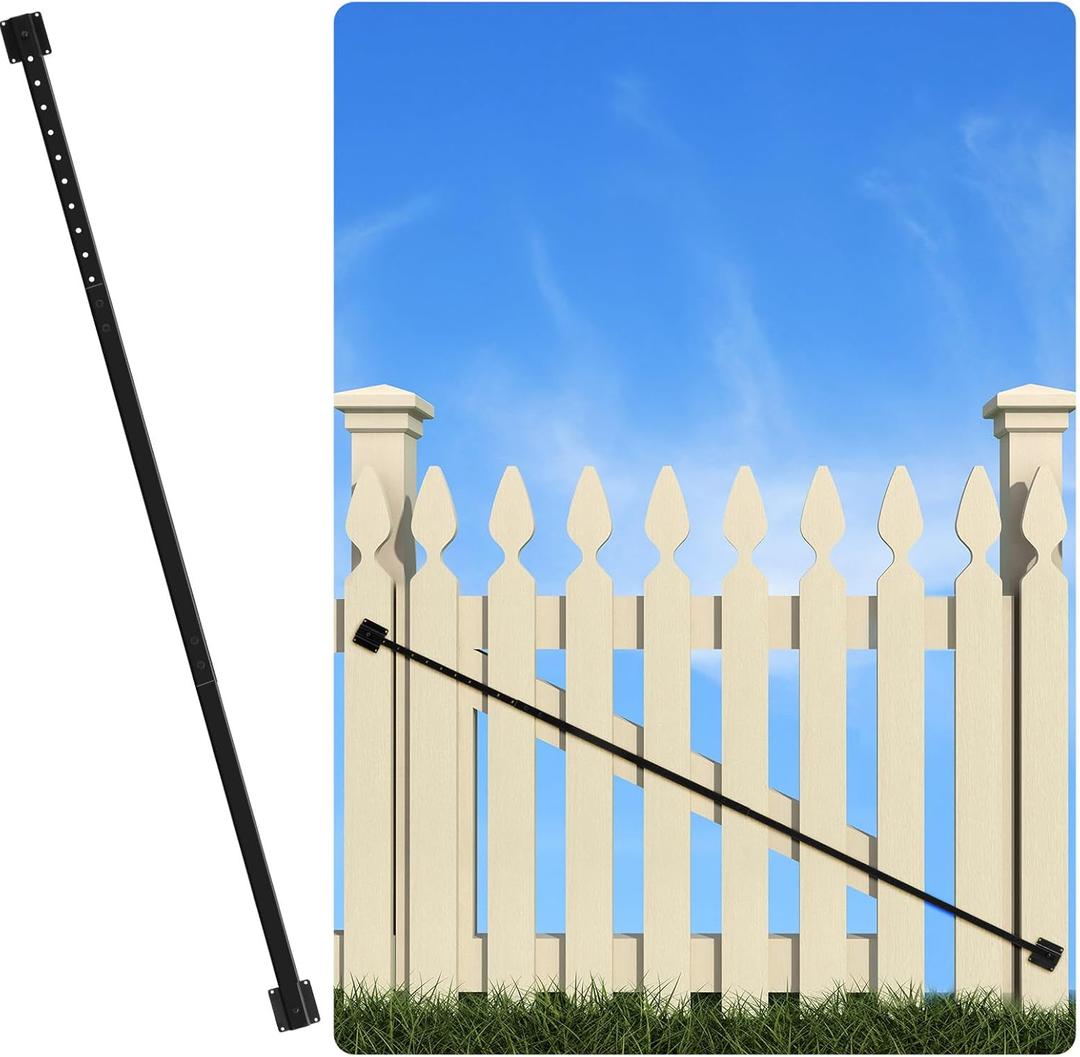 6' Telescopic 47" - 71" Gate Brace Anti Sag Gate Kit for Wooden Fence Black Steel Adjustable Privacy Gates Hardware Kit for Outdoor Vinyl and Wood Fence Gates