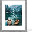Hongkee 16x20 Frame, Rustic Grey Wood Style - Display Posters 11 x 14 with Mat or 16x20 without Mat, Wall Mounting Horizontal and Vertical, 1 Pack