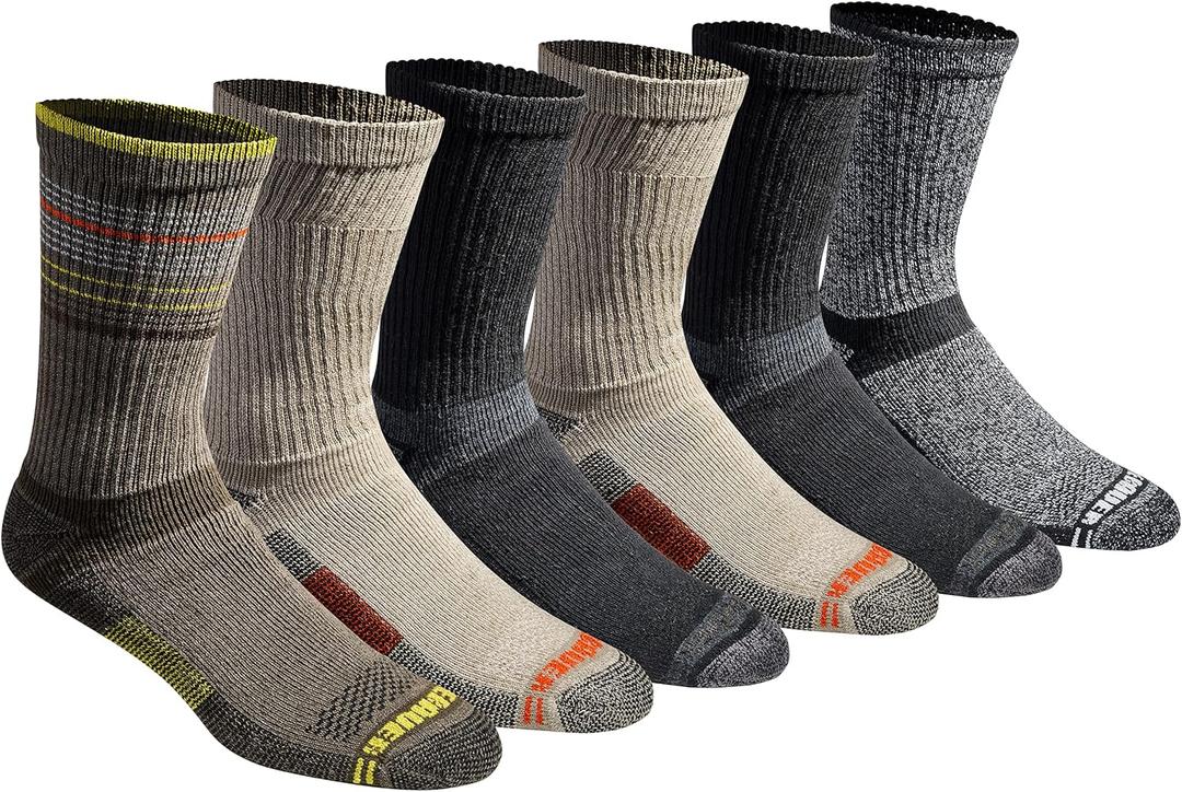 Eddie Bauer Men's Dura Dri Moisture Control 6-Pair Crew Socks, L