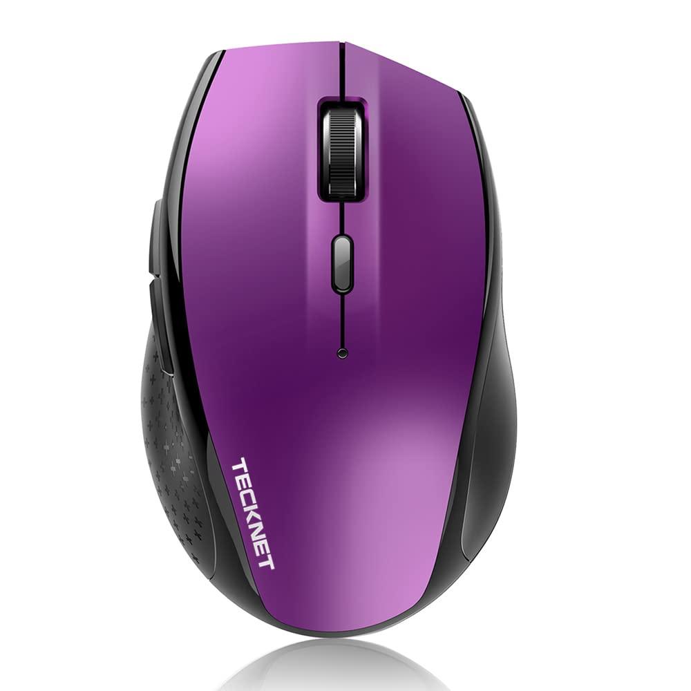 TECKNET Bluetooth Mouse, 4800 DPI Wireless Mouse, 2-Year Battery 6 Adjustable DPI, 6 Buttons Compatible with Laptop/Windows/Computer - Purple