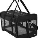 Amazon Basics Airline Approved Soft-Sided Mesh Pet Travel Carrier with Shoulder Strap, Removable Washable Fleece Pad, Top Opening, Ventilation for Dog, Cat, up to 22 pounds, 19.7Lx12Wx12H in., Black