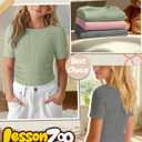 3 Pack Girls Short Sleeve Cute Shirts | Ribbed Knit, Crew Neck, Slim Fit, Summer, Basic, Soft, School Outfit, Trendy, Ages 5-14, Solid Colors, Versatile Styling