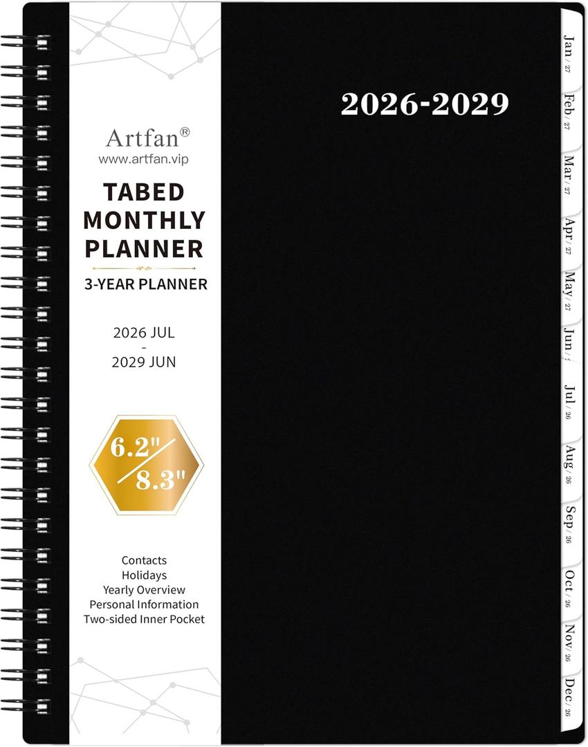 2026-2029 Monthly Planner/Calendar - 3 Year Monthly Planner 2026-2029, JUL 2026 - JUN 2029, 6.2" x 8.3", 3 Year Calendar 26-29 with Inner Pocket, Polypropylene Cover, 36-Month Tabs