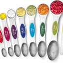 Urbanstrive Magnetic Measuring Spoons Set Stainless Steel, Dual Sided for Liquid Dry Food, Measuring Cups Spoons Set Fits in Spice Jar, Kitchen Gadgets, Cooking Utensils Set, Including Leveler, 8Color (Colorful)