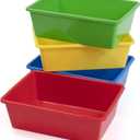 Humble Crew Toy Storage Bins for Kids, Set of 4, Primary Colors - Large, Sturdy, Colorful Plastic Storage Bins for Classroom, Playroom, Nursery and More - Premium Toddlers Toy Organizer