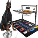 SHAINFUN Elevated Dog Bowls for Large Dogs and Extra Large Sized Dog Raised Dog Bowl Stand Adjustable Height with Two 3000ML(13-14cups) Stainless Steel Dog Food Bowls Metal Elevated Dog Bowl Stand (Grey - 106oz Bowl & Mat)