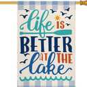 AVOIN colorlife Life Is Better At The Lake House Flag 28x40 Inch Double Sided Outside, Lakeside Holiday Yard Outdoor Decoration