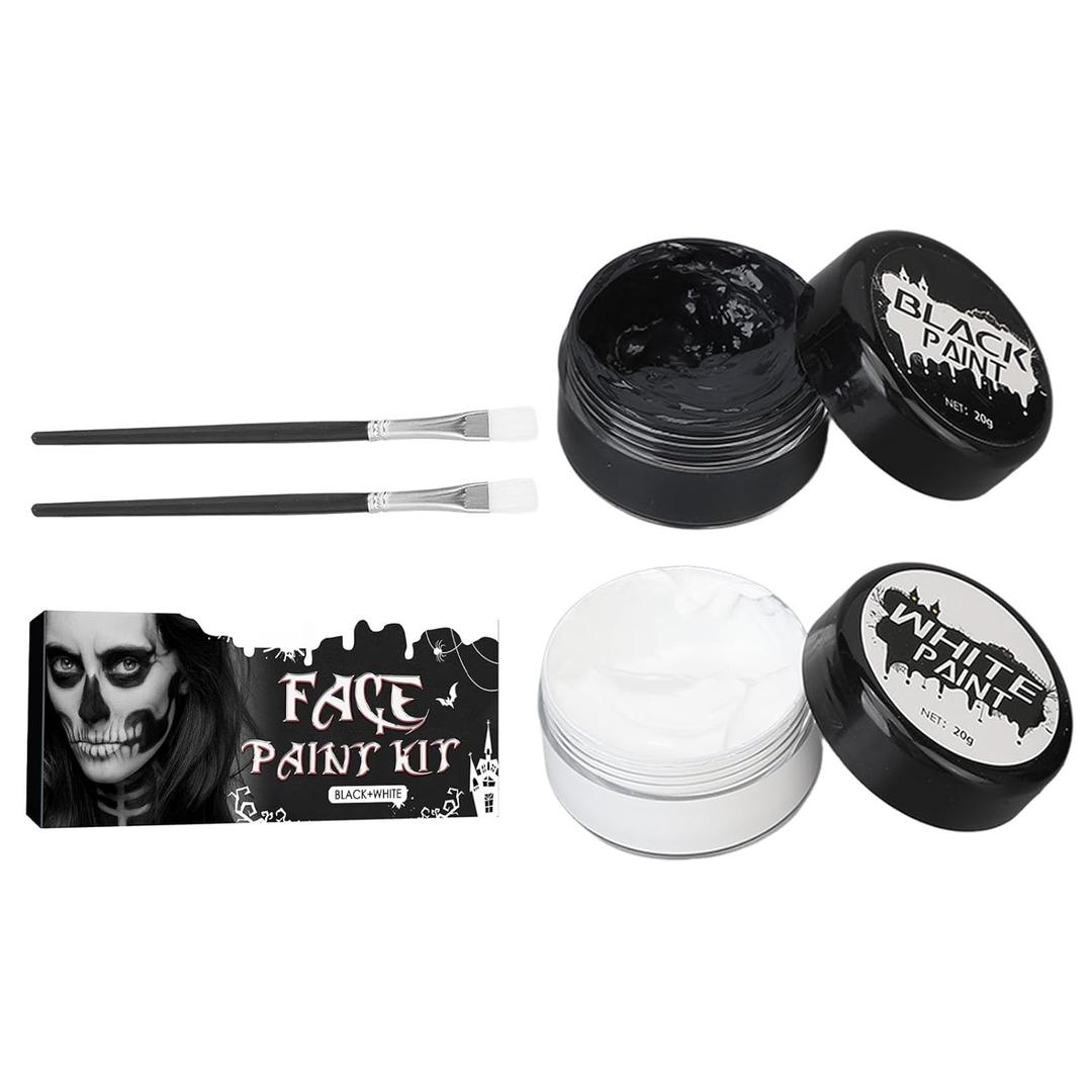Halloween Black and White Face Body Paint Oil Based Face Painting Kit for Adult Large Capacity Facepaint for Cosplay Clown SFX Makeup Skeleton Vampire Special Effects Makeup