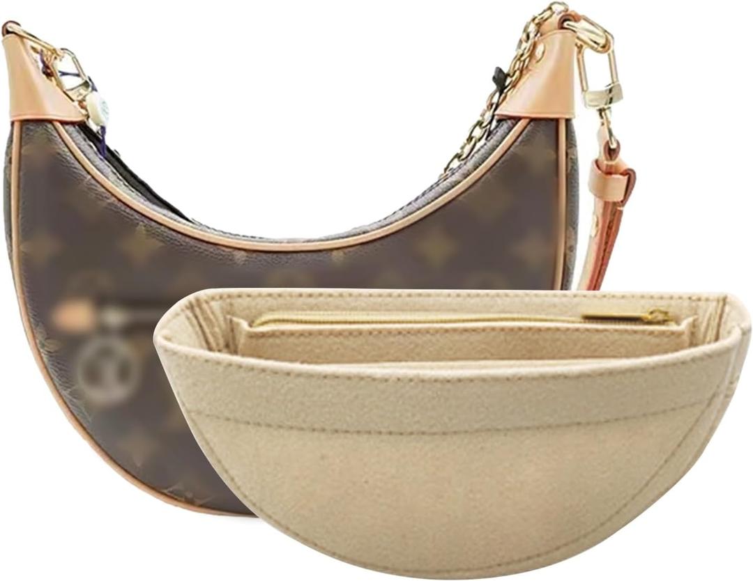 Lckaey Purse Organizer Insert for Loop Hobo Bag Organizer Insert - 2mm Felt Bag Liner Insert Y096-Khaki (Small)