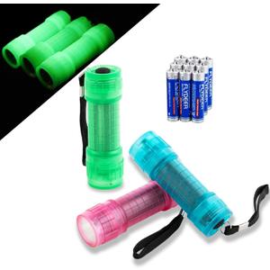 KunHe 7 Pack Glow in Dark Flashlights Mini Flashlight for KidsBulk flashlights with Batteries Included for Teaching Kids Birthday Party Stocking Stuffers